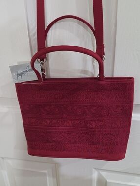 NWT Vintage Jacqueline Ferrar Red Brocade Shoulder Bag Tote Handbag
